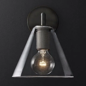 Изображение Бра Rh Utilitaire Funnel Shade Single Sconce Black By Imperiumloft