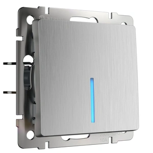 Изображение Выключатель одноклавишный с подсветкой (cеребряный рифленый) W1110109