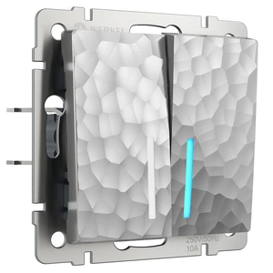 Изображение Выключатель двухклавишный проходной с подсветкой (серебряный) W1222106