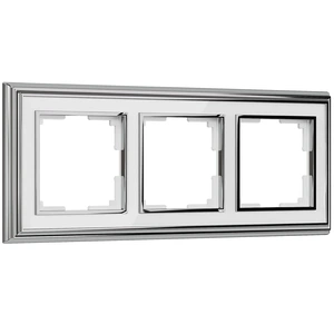 Изображение Рамка на 3 поста (хром/белый) W0031331
