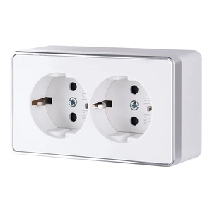 Изображение Розетка двойная с заземлением Gallant (белая) W5072101
