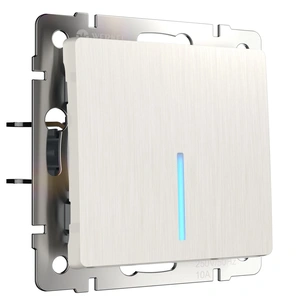 Изображение Выключатель одноклавишный проходной с подсветкой (перламутровый рифленый) W1112113